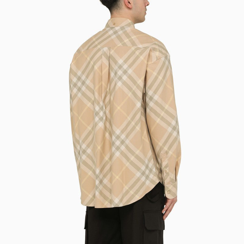 Burberry Check Pattern Button-Down Shirt In Cotton Men
