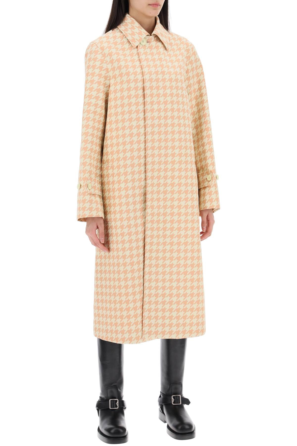 Burberry Houndstooth Patterned Car Coat Women