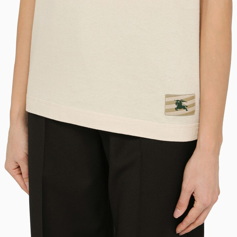 Burberry Beige Crew-Neck T-Shirt With Logo Women