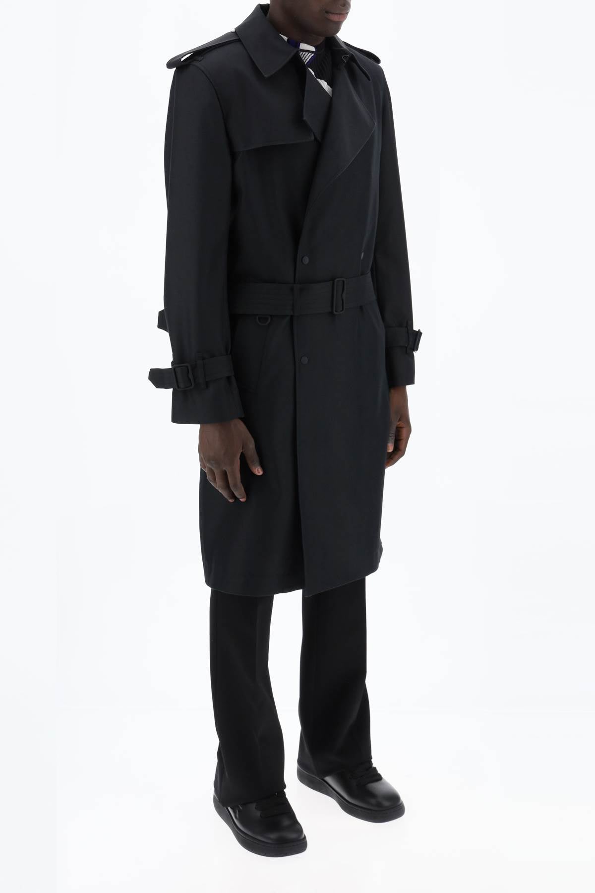 Burberry Double-Breasted Silk Blend Trench Coat Men