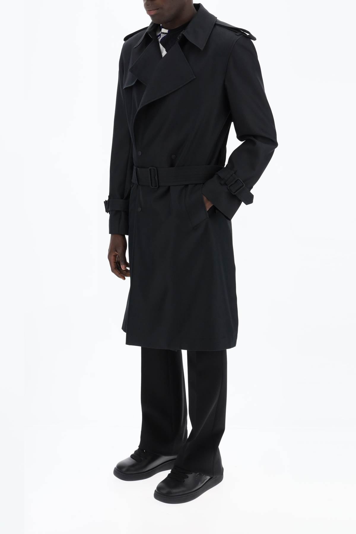 Burberry Double-Breasted Silk Blend Trench Coat Men