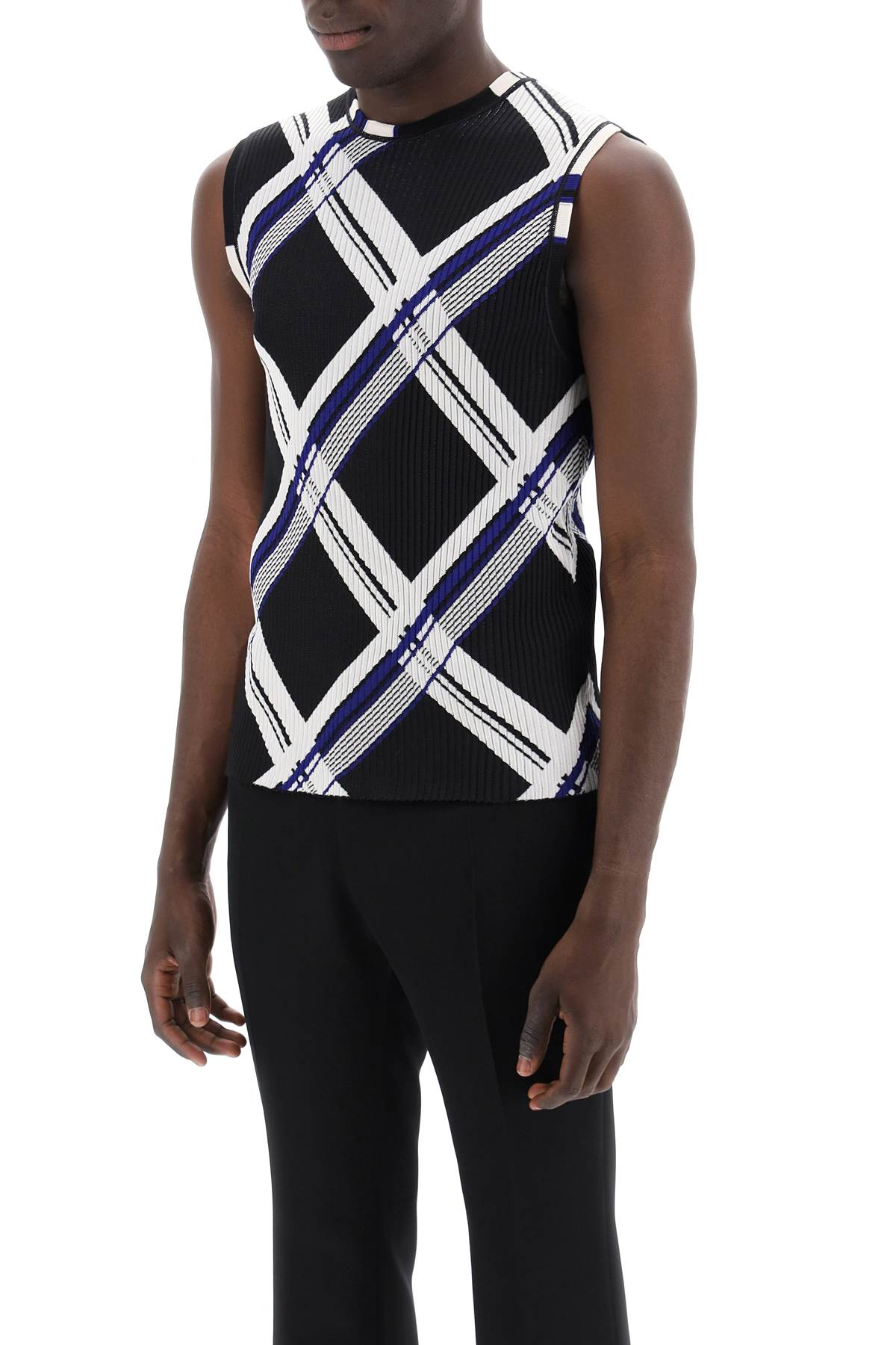 Burberry Ered Silk Knit Top With Ribbing Men