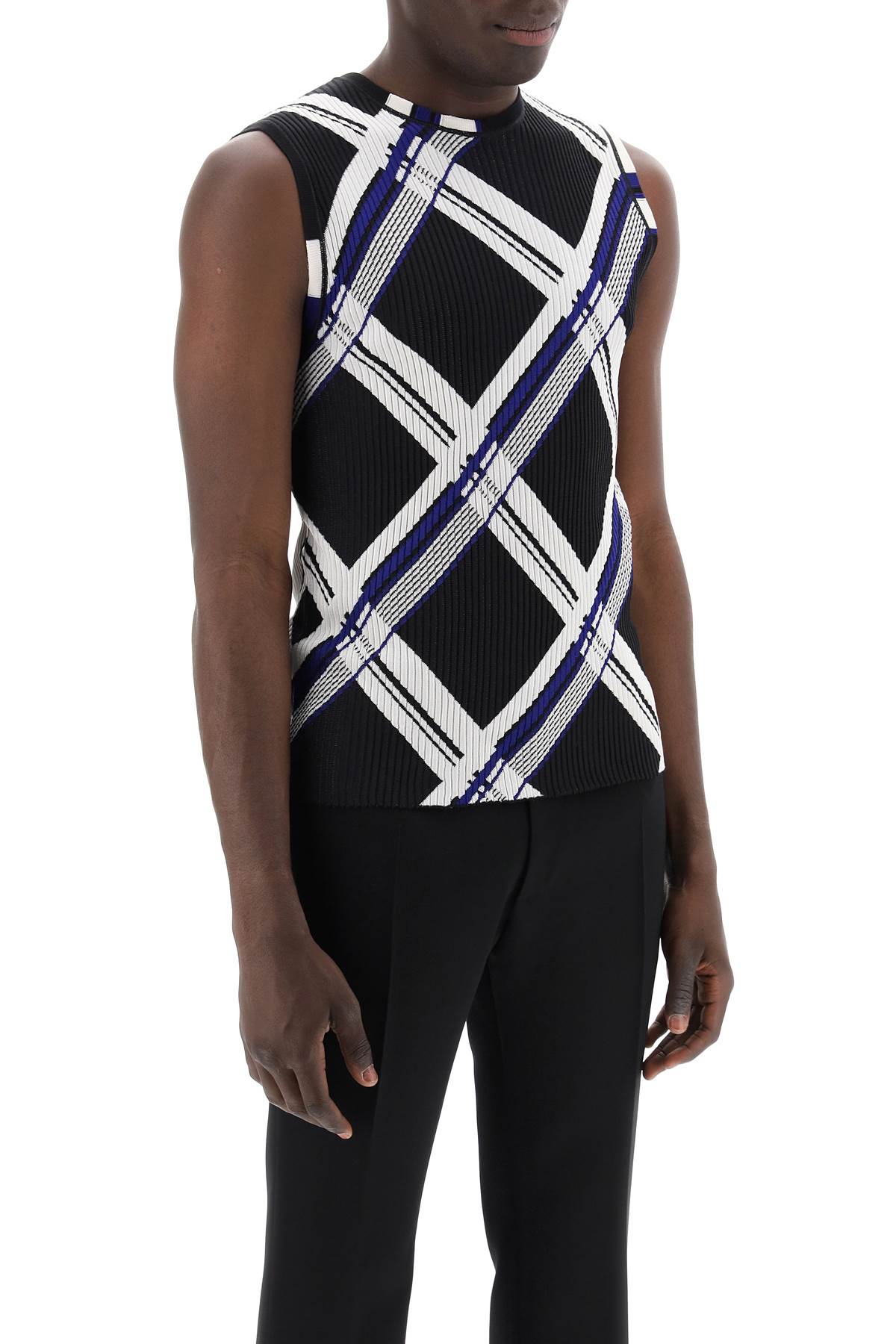 Burberry Ered Silk Knit Top With Ribbing Men