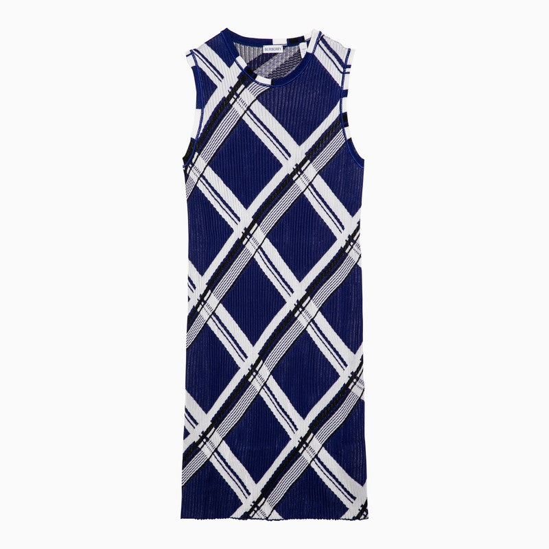 Burberry Blue Sleeveless Silk Check Dress Women