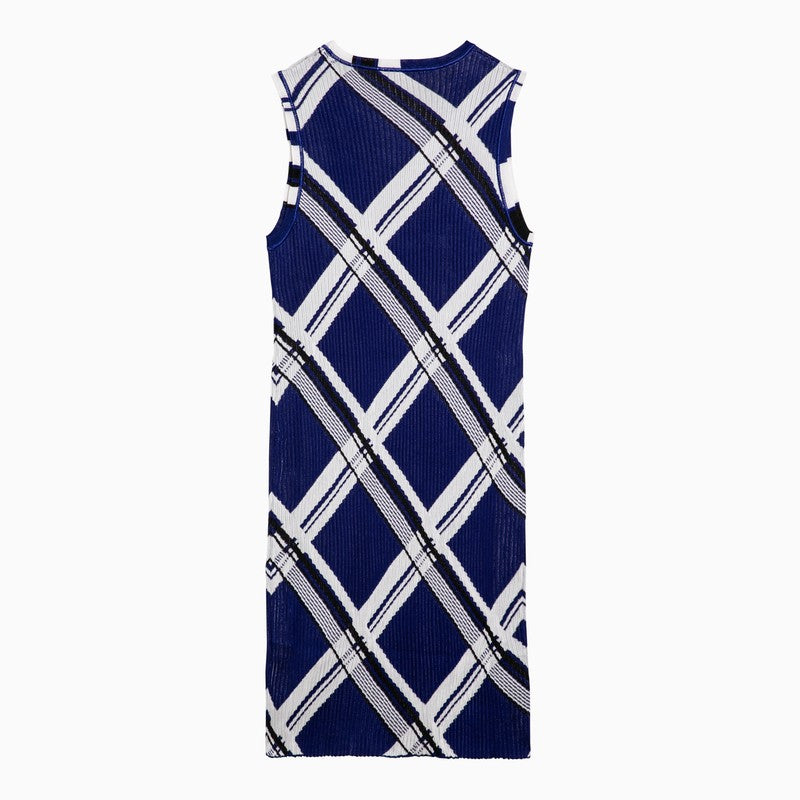 Burberry Blue Sleeveless Silk Check Dress Women