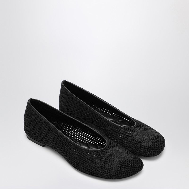 Burberry Black Mesh Ballerina With Logo Women