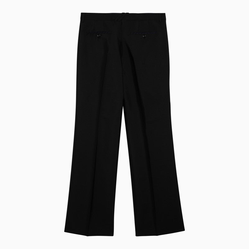 Burberry Black Regular Trousers In Wool And Silk Blend Men