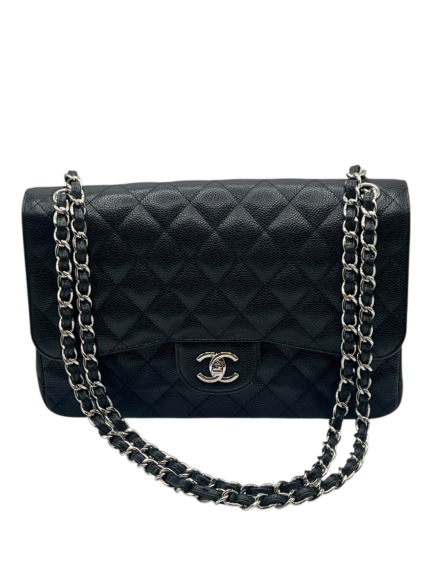 Chanel - sac jumbo cuir caviar noir