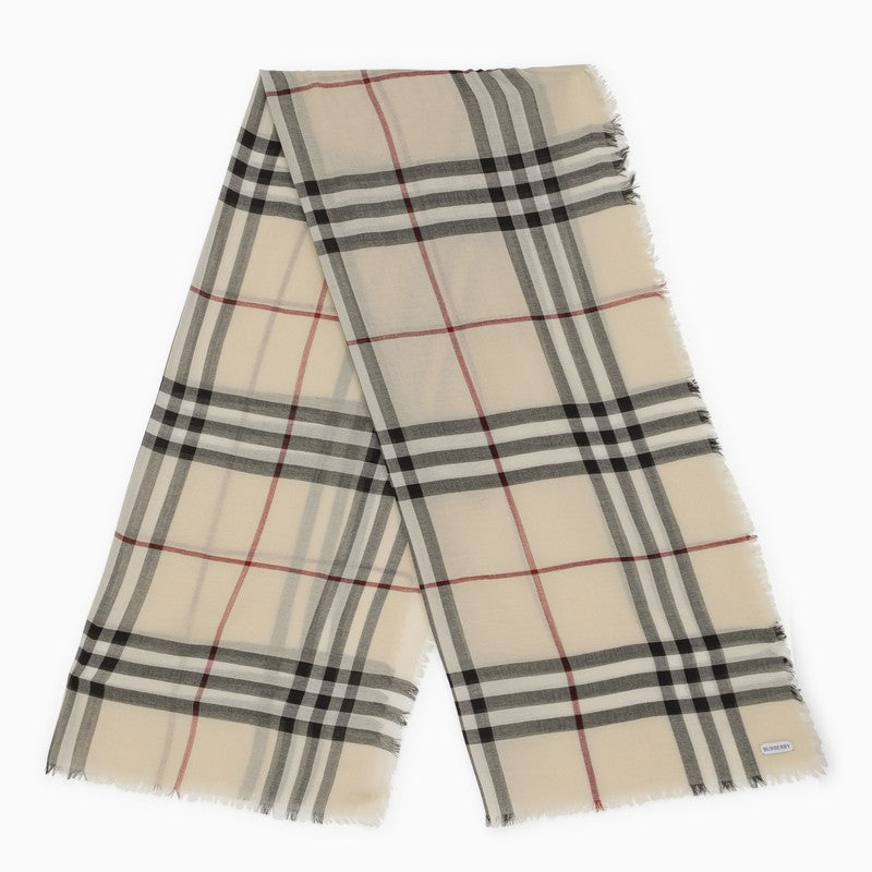 Burberry Check Stone Wool Scarf Men