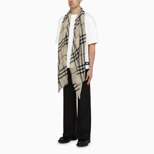 Burberry Check Stone Wool Scarf Men