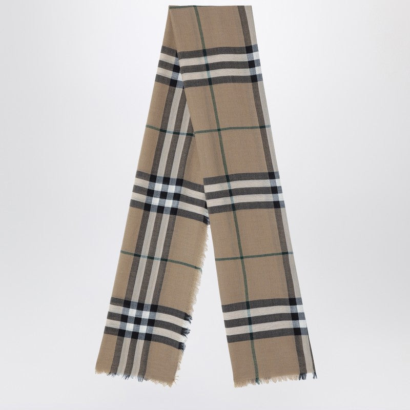 Burberry Beige Check Pattern Scarf Men