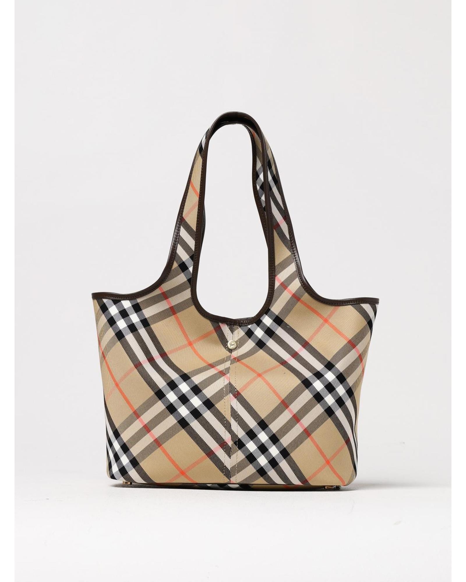 Burberry Check Print Tote Shoulder Bag Women Nude ONE SIZE Nude