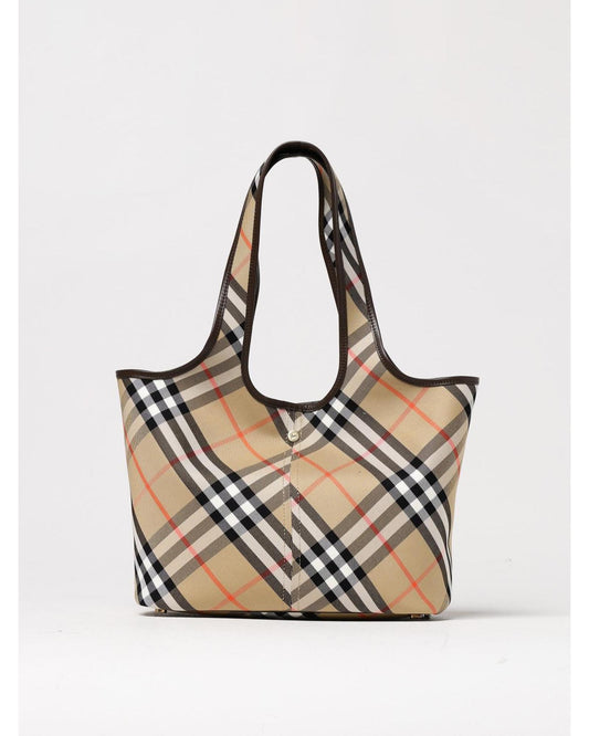 Burberry Check Print Tote Shoulder Bag Women Nude ONE SIZE Nude