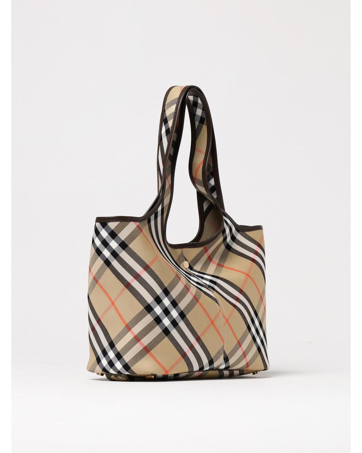 Burberry Check Print Tote Shoulder Bag Women Nude
