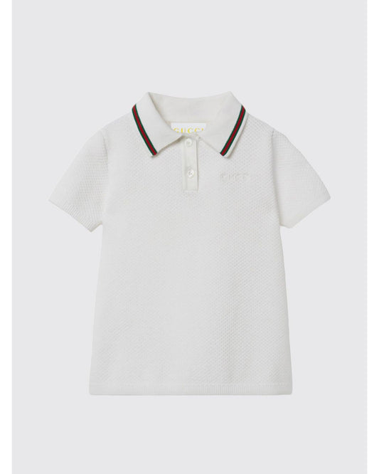Gucci Polo Shirt Web Detail Kids White T-Shirts Regular M White