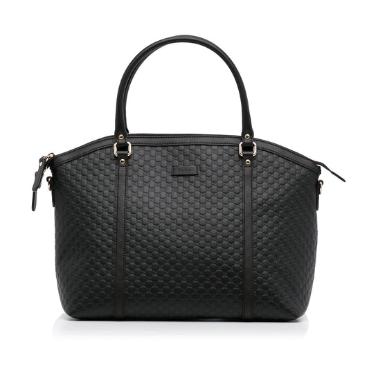 Gucci Dome Large Black MicroGuccisima Embossed Leather
