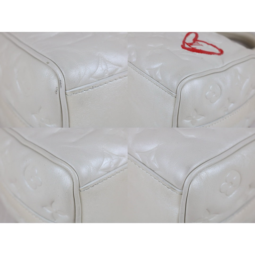 Very Good ( Rank A) ｜LV Monogram Leather Speedy 20 Limited Edition White Handbag With Shoulder Bag｜B25012201