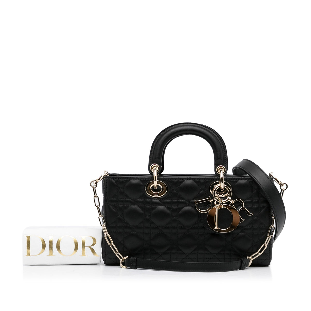 Dior Lady D-Joy Medium Black Cannage Quilted Leather