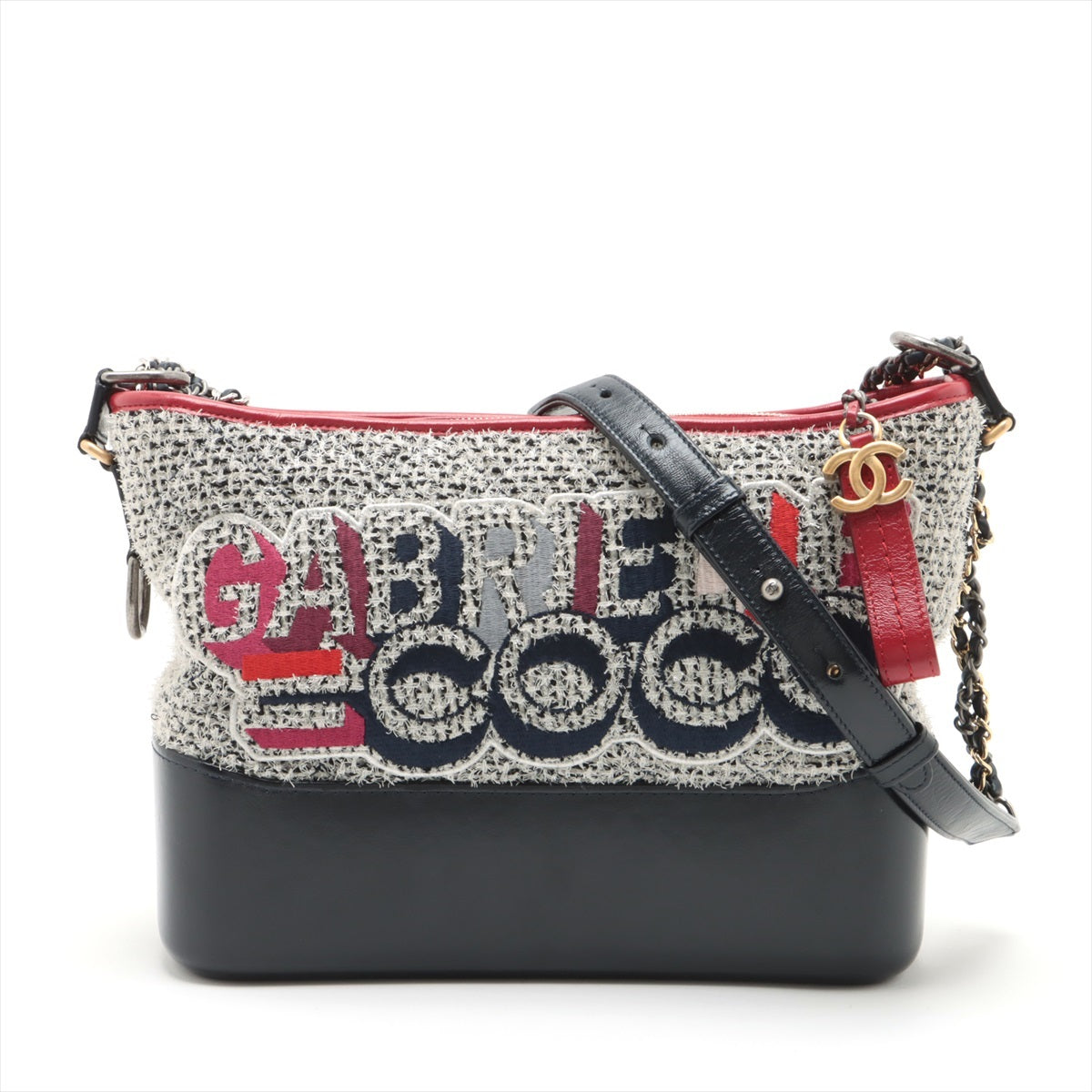 Chanel Gabriel Du Chanel Tweed x Leather Chain Shoulder Bag Multicolor G x Silver Gold