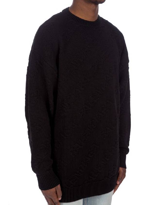Luxury Balenciaga  Logo Jacquard Cotton Knit Top Black