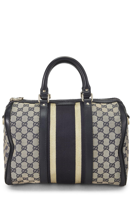 Gucci, Blue Original GG Canvas Web Boston Handbag, Blue