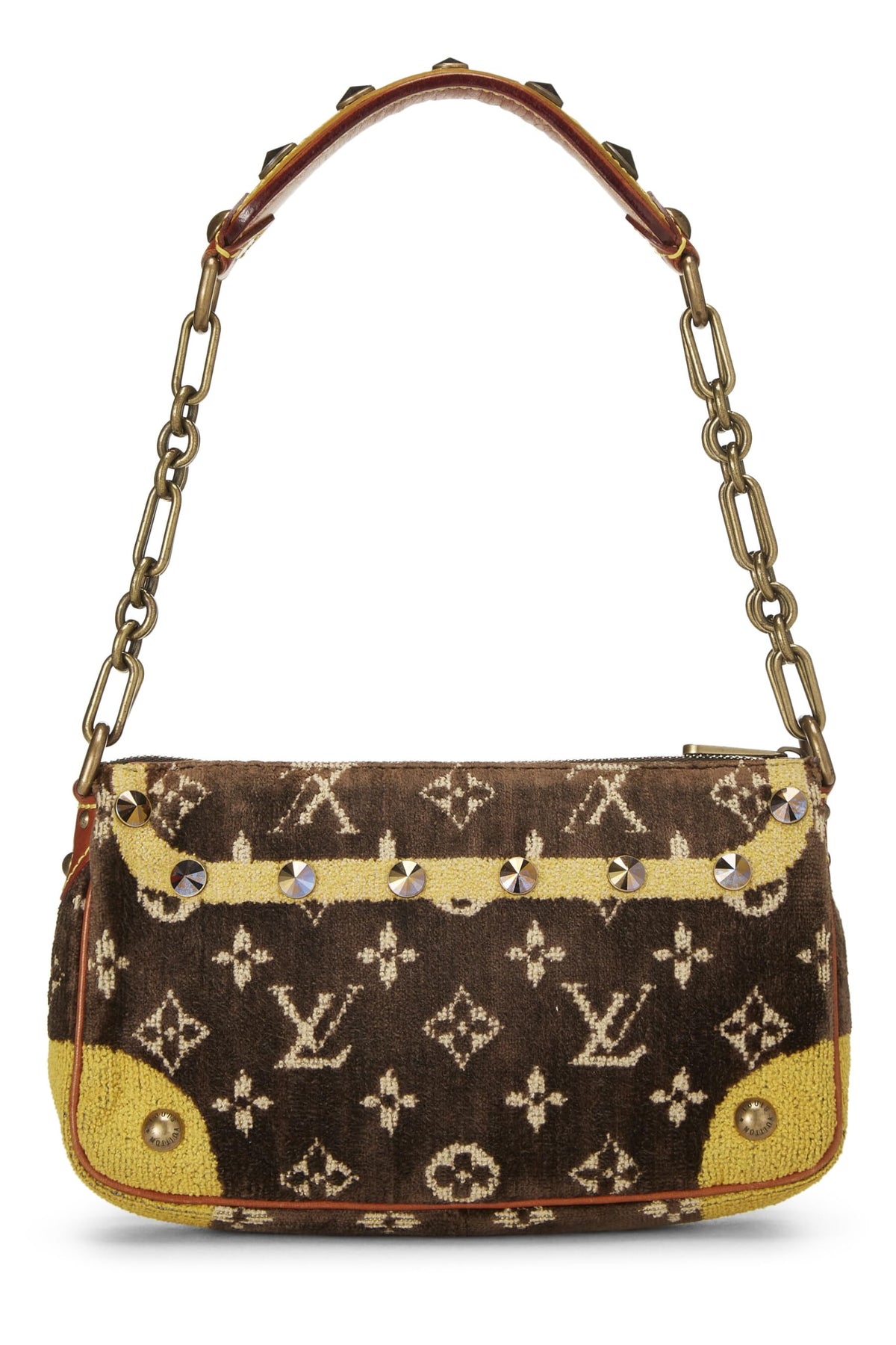 Louis Vuitton,  Brown & Yellow Monogram Velour Trompe L'oeil Pochette, Brown