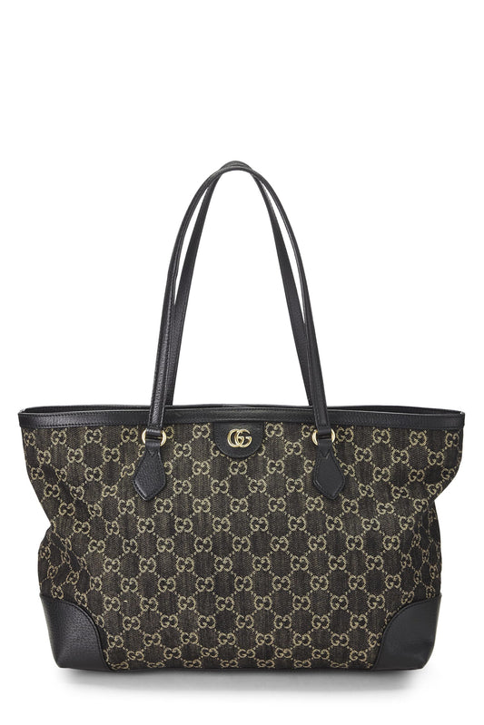 Gucci, Black GG Denim Ophidia Tote Medium, Black