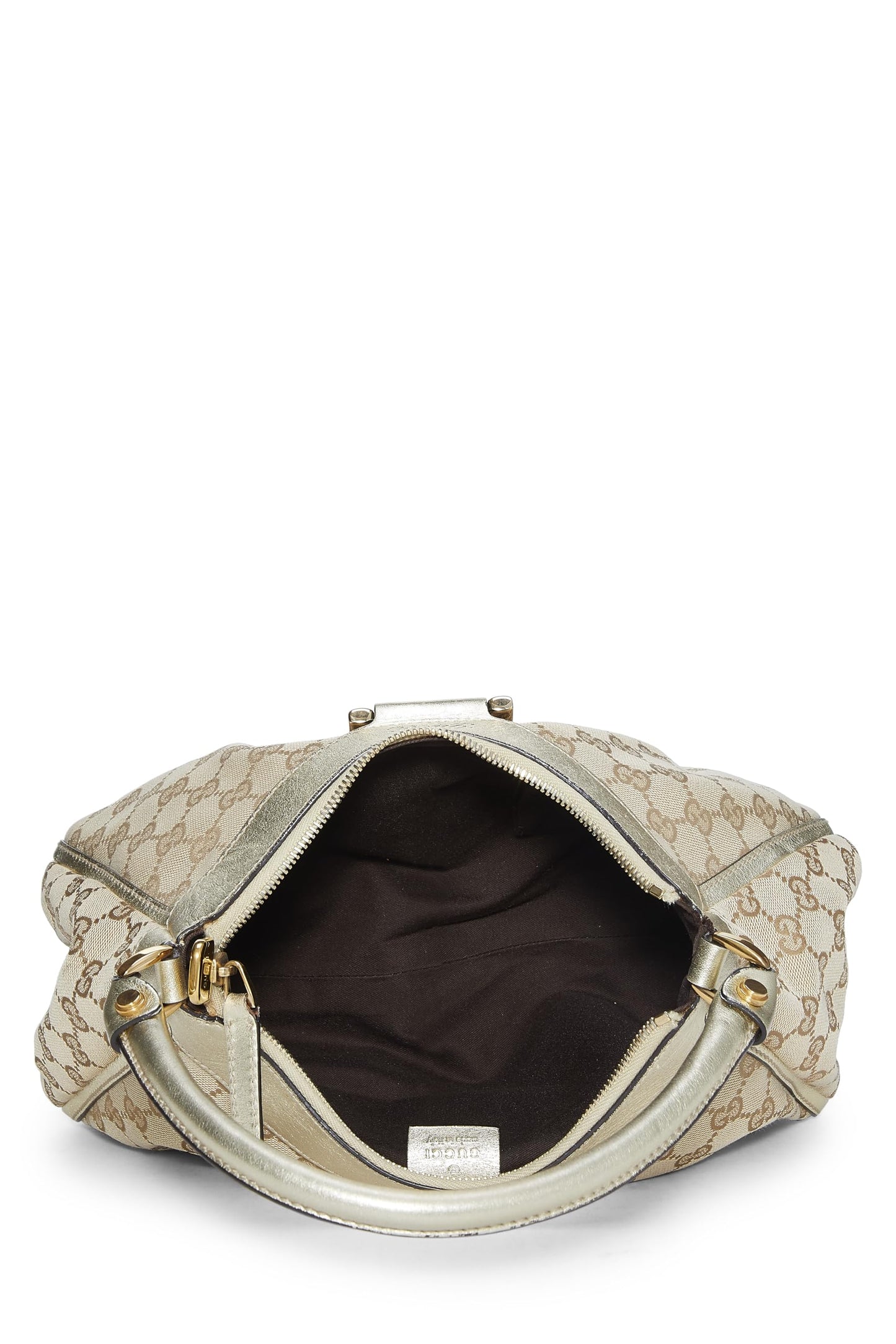 Gucci, Gold Original GG Canvas D-Ring Abbey Shoulder Bag Small, Gold