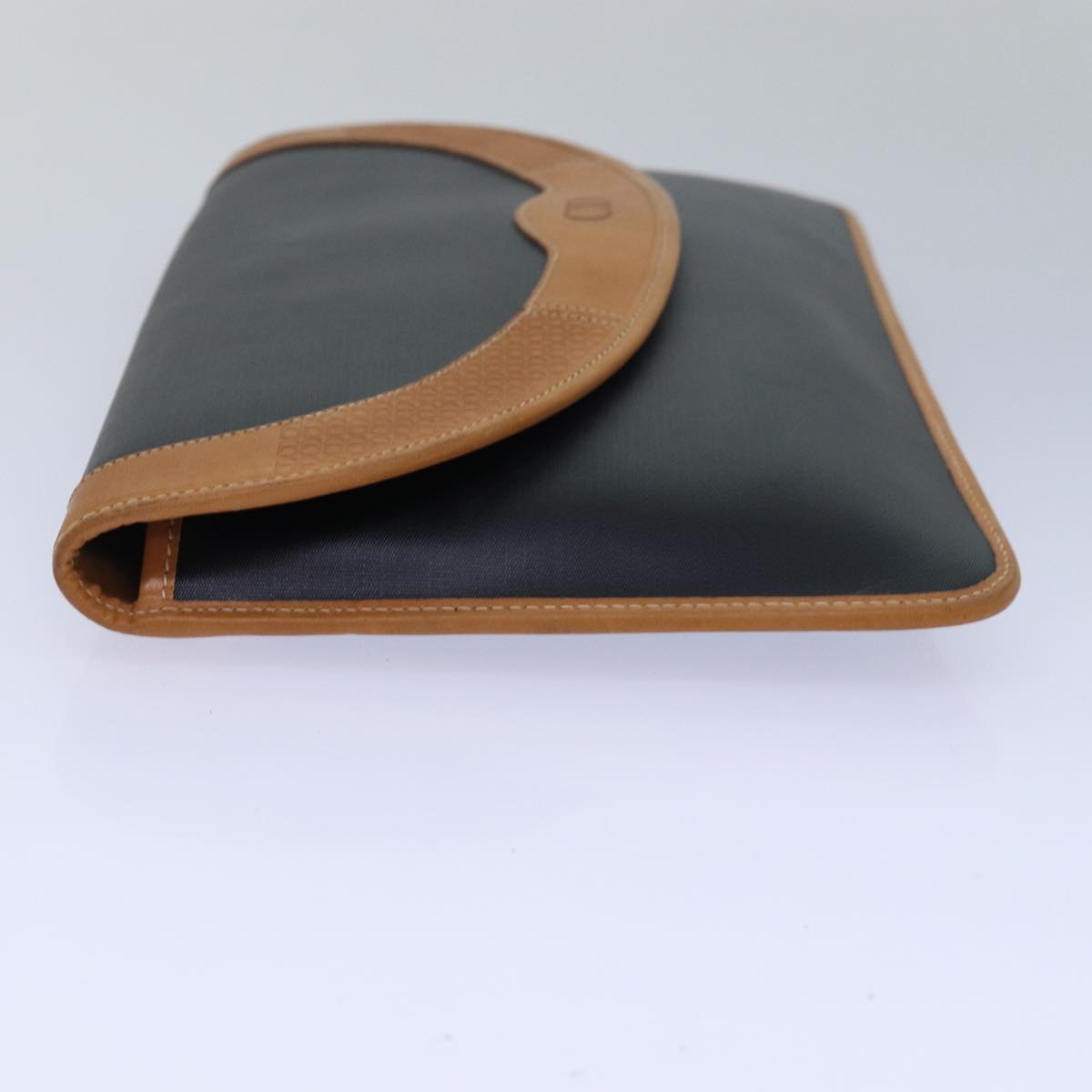 CHRISTIAN DIOR Clutch Bag Nylon Black Beige Auth 81010