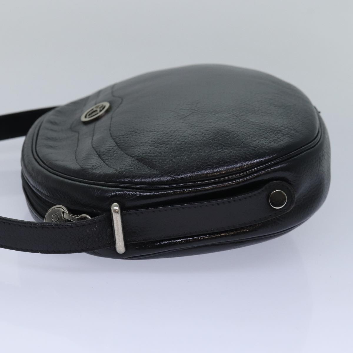 CHRISTIAN DIOR Shoulder Bag Leather Black Auth 81014