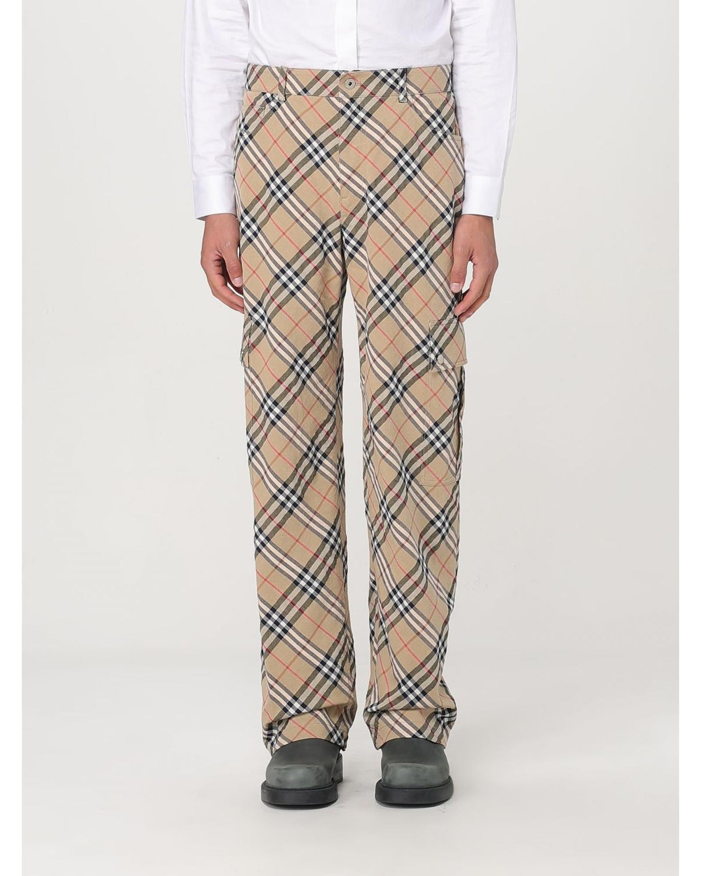 Burberry Cargo Pants Plaid Pattern Men Beige 33 x 32 Beige