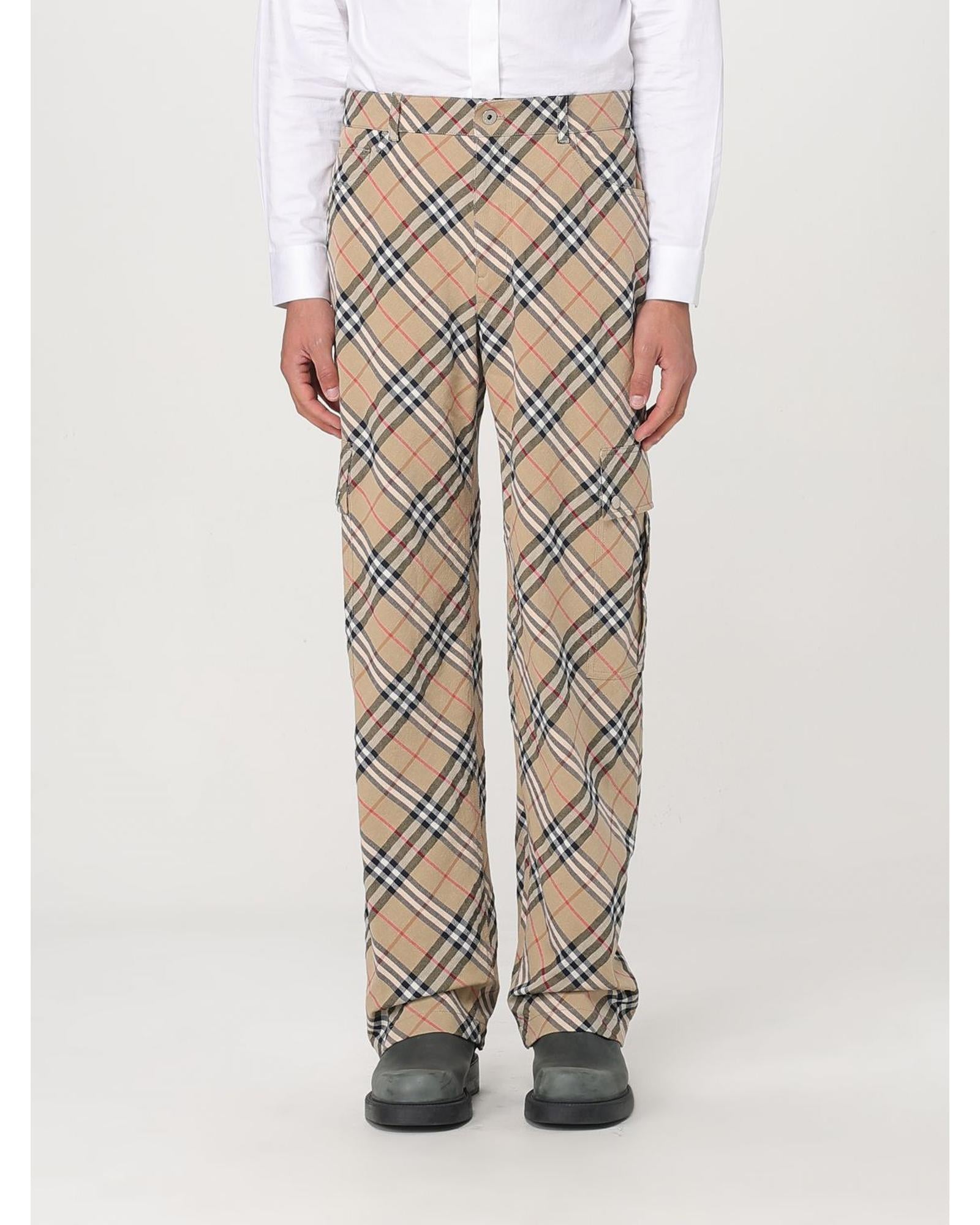 Burberry Cargo Pants Plaid Pattern Men Beige 33 x 32 Beige