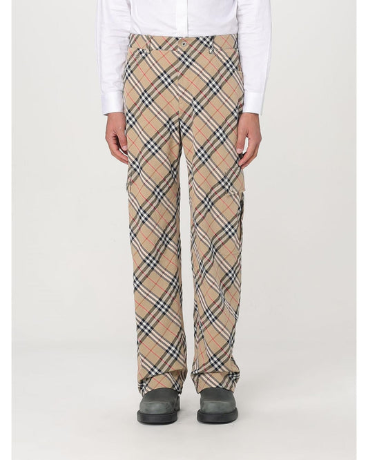 Burberry Cargo Pants Plaid Pattern Men Beige 33 x 32 Beige