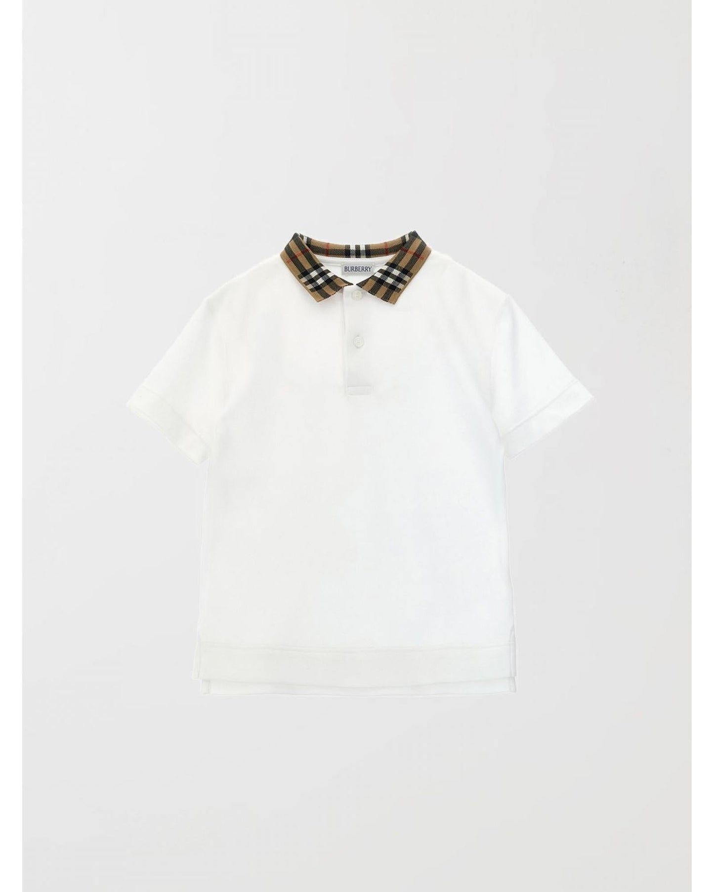 Burberry Polo Shirt Signature Check Collar Kids White T-Shirts Regular S White