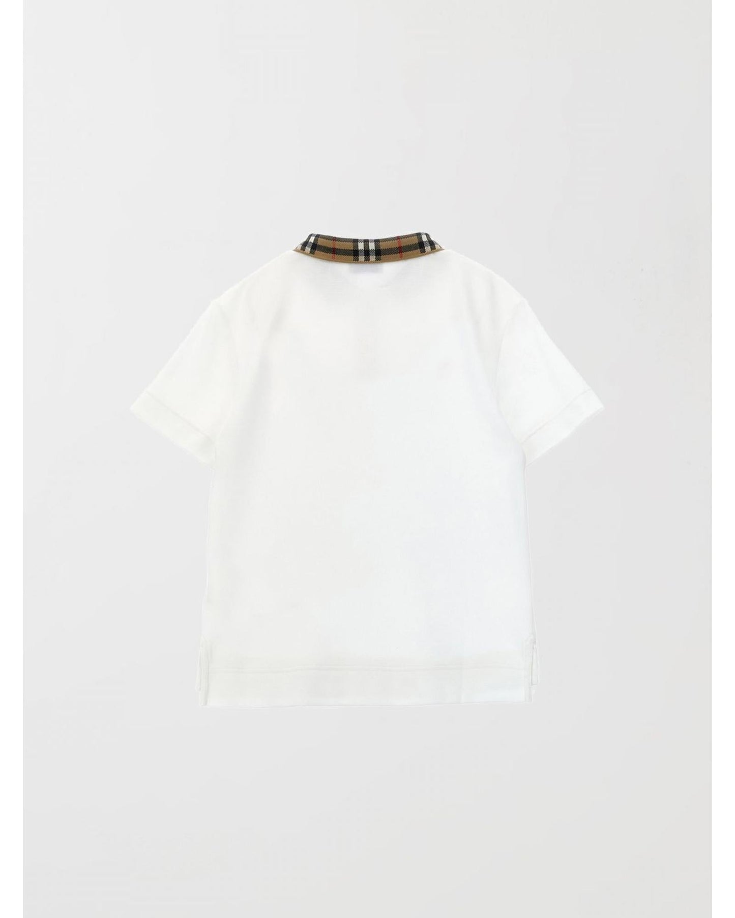 Burberry Polo Shirt Signature Check Collar Kids White T-Shirts