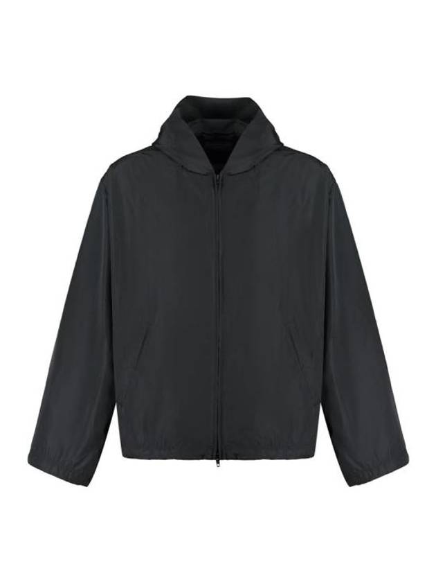 Luxury Balenciaga  Logo Print Hooded Windbreaker Black