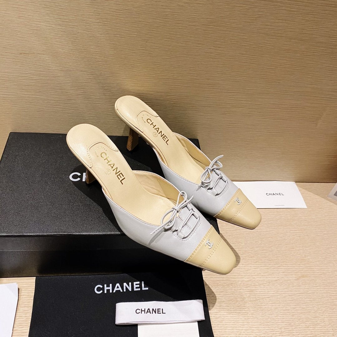 CHANEL CC LOGO MULES SHOES SLIDES 40 1/2