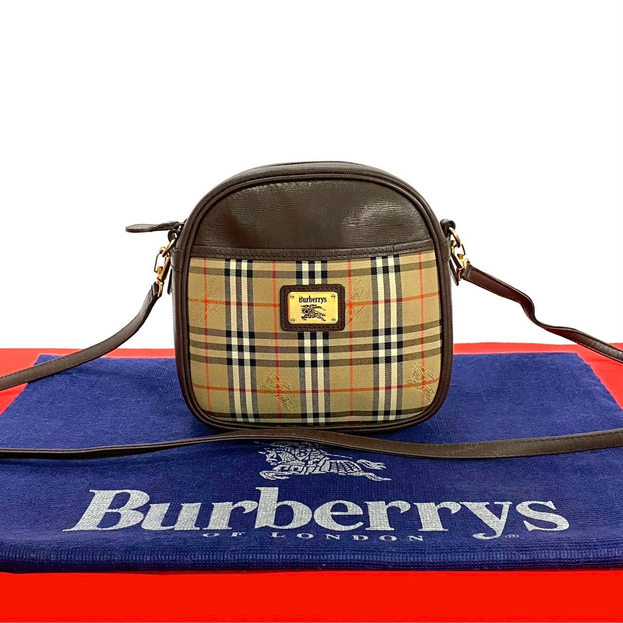 Burberrys Vintage Check Leather Shoulder Bag