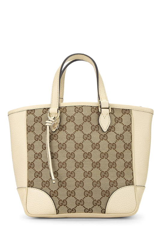 Gucci, Cream Original GG Canvas Bree Top Handle Tote Small, White