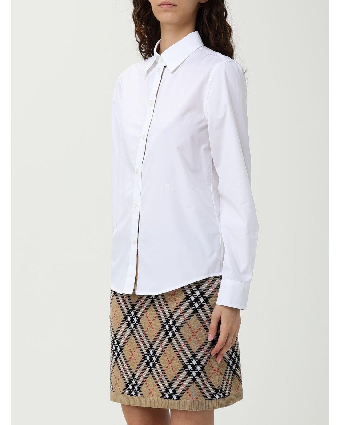 Burberry ButtonDown Long Sleeve Shirt Women White Shirts & Tops
