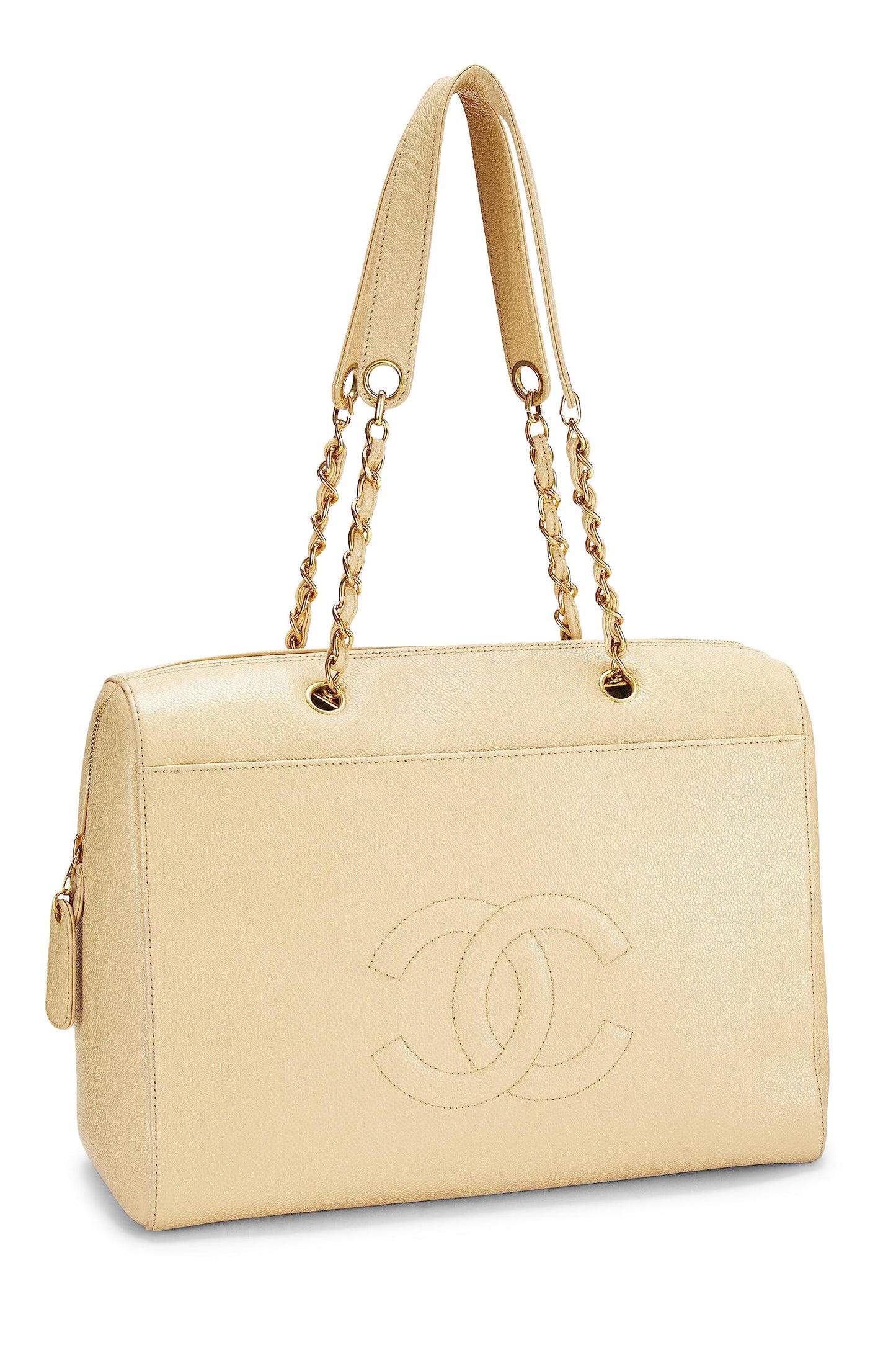 Chanel,  Beige Caviar Zip Tote Small, Beige