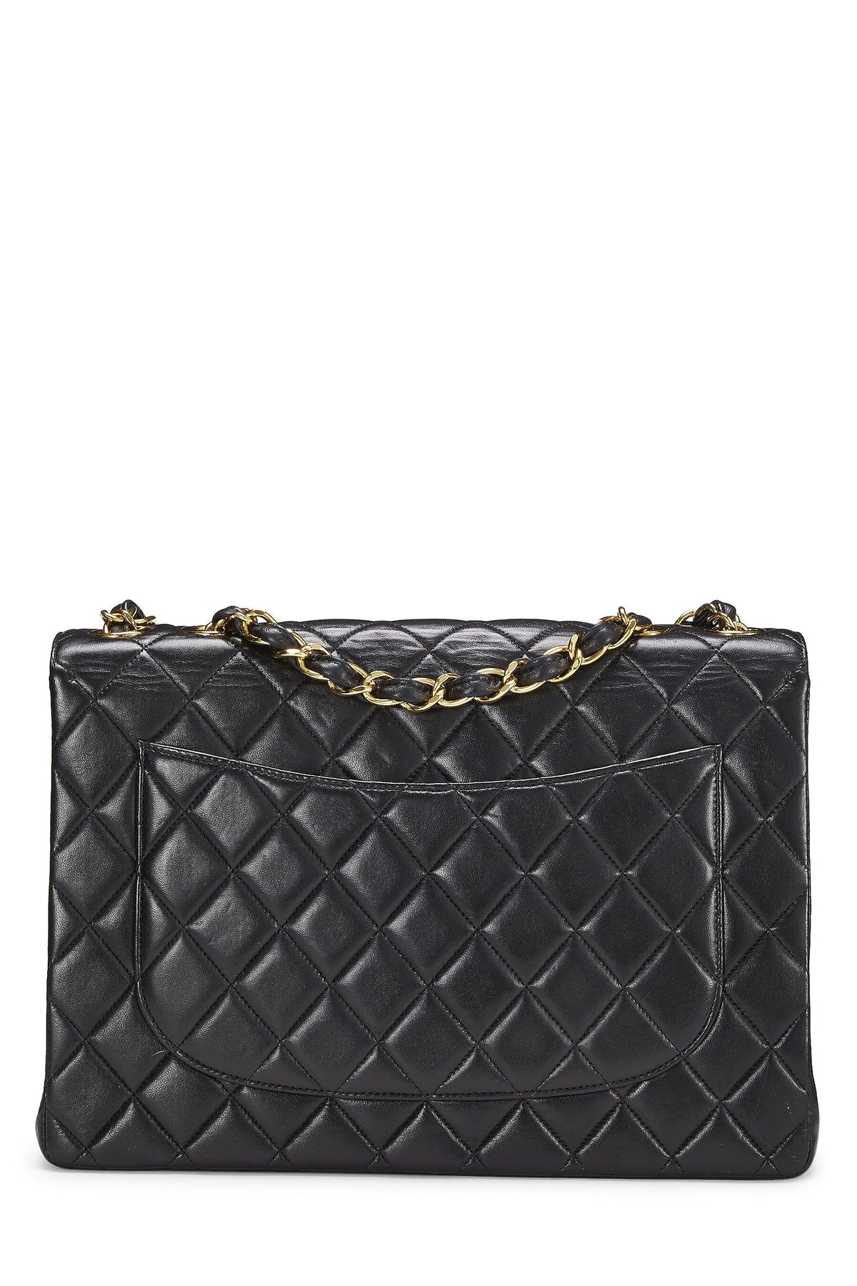Chanel,  Black Quilted Lambskin Half Flap Jumbo, Black