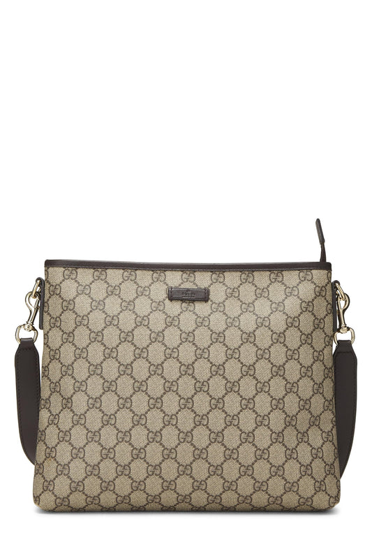 Gucci, Brown Original GG Supreme Canvas Zip Flat Messenger, Brown