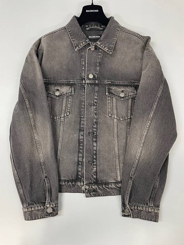 Luxury Balenciaga  Notre Dame Print Denim Jacket Black