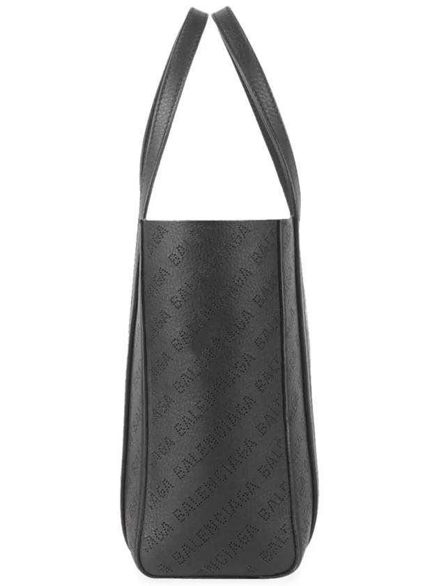 Luxury Balenciaga  Everyday All Over Logo Leather Tote Back Black
