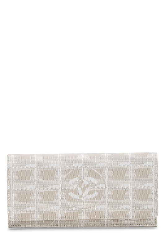 Chanel,  Beige Nylon Travel Line Long Wallet, Beige