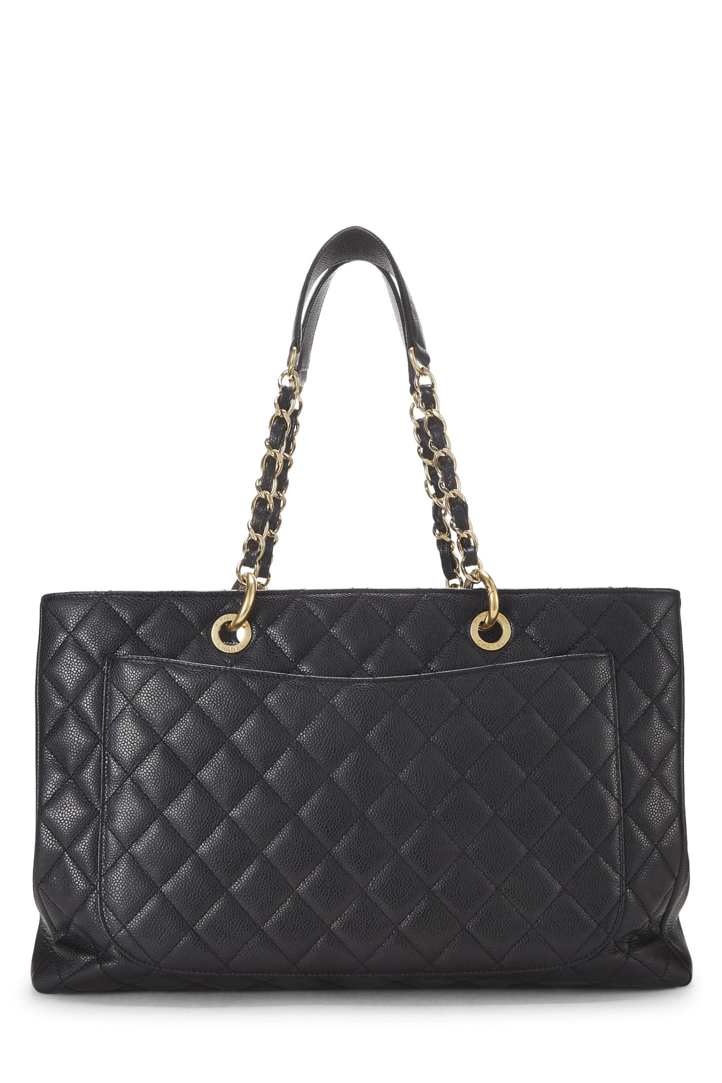 Chanel,  Black Quilted Caviar Grand Shopping Tote (GST), Black