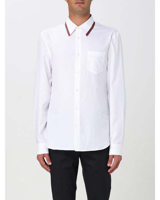 Gucci Web Stripe Detail Long Sleeve Shirt Men White