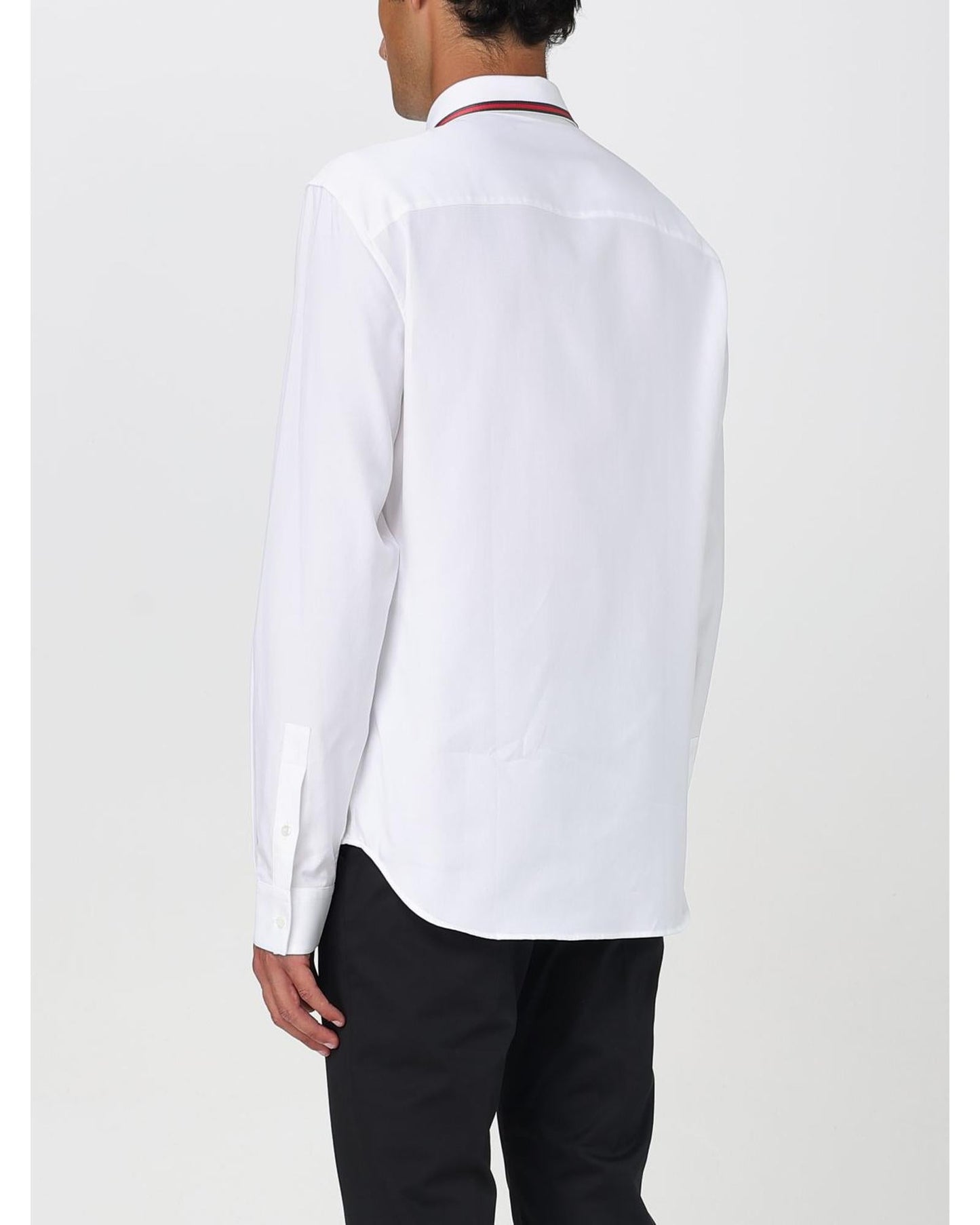 Gucci Web Stripe Detail Long Sleeve Shirt Men White