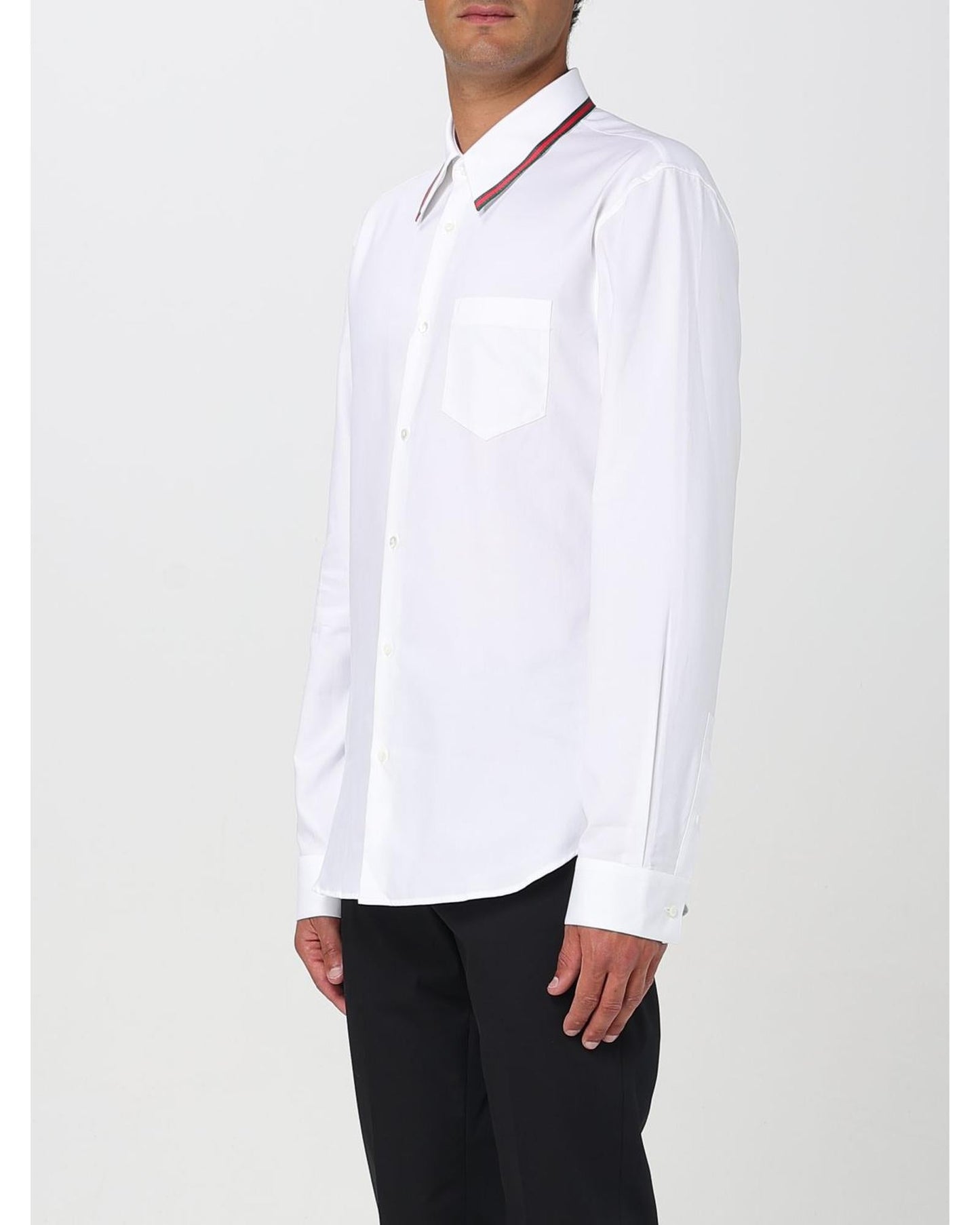 Gucci Web Stripe Detail Long Sleeve Shirt Men White